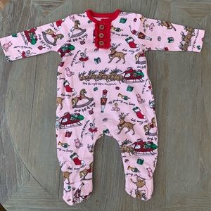 Mud Pie Footed Sleeper, Night Before Christmas Pink